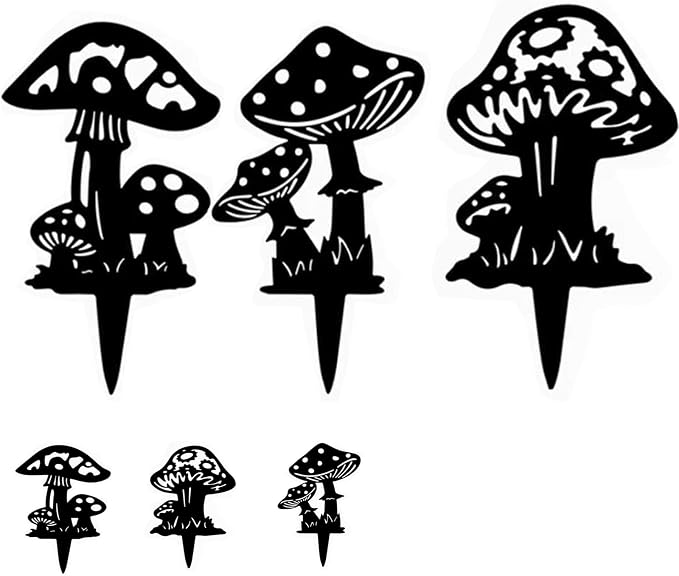Decorative Garden Stakes， Fairy Garden Stakes, Butterfly Fairy Stakes for Weather Resistant Black Metal Outdoor Decorative Art for Women Gift (Matte Black, 6P-C)