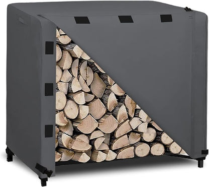 Easy-Going 4 Feet Outdoor Log Rack Cover Waterproof Weatherproof Firewood Cover with Openable Front Flap (Cover Only, Rack not Included)