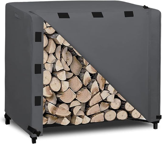 Easy-Going 4 Feet Outdoor Log Rack Cover Waterproof Weatherproof Firewood Cover with Openable Front Flap (Cover Only, Rack not Included)