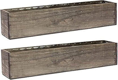Wooden Planter Box, Rustic Barn Wood with Plastic Liner l Restaurant and Wedding Decorations l Wedding Bouquets, Table Centerpiece (20x4 Set of 2, Natural)