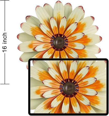 YEAHOME Metal Flower Wall Decor, 16" Wall Art Hanging Decorations for Home Bathroom, Bedroom, Living Room, Office, Boho Art, Indoor Outdoor Decorations Patio Garden Decor