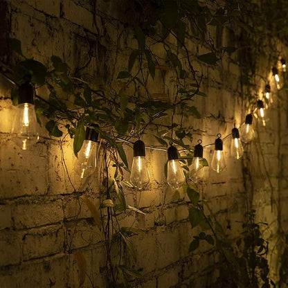 Solar Outdoor String Lights, 25FT Patio Lights String Waterproof with 20 Warm White LED Shatterproof ST58 Bulbs, Perfect for Garden, Backyard, Pergola, Party, Cafe, Camping Decoration (25FT)