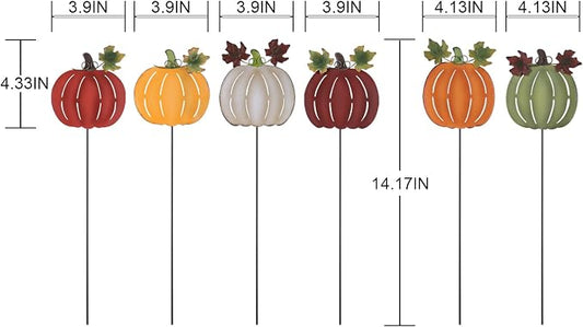 hogardeck Fall Decorations for Home Outdoor, 6 PCS Metal Pumpkin Decorative Garden Stakes for Thanksgiving Decorations, Yard Signs for Garden Home Lawn Patio
