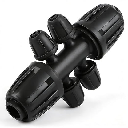 10 Pack 1/2" To 1/4" Drip Irrigation Fittings, 1/2 Inch (1/2" ID x 0.6-0.65" OD) Drip Line to 1/4 Inch Irrigation Tubing Barbed Adapter Anti-Drop Locked Nut Barbed Reducer 6 Way Tee Connectors