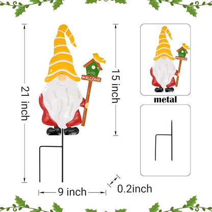 Garden Gnome Decorative Stake, Metal Welcome Sign Silhouette Art | Outdoor Iron Welcome Sign Yard Silhouette, Waterproof Weather Resistant Elf Lawn Ornament for Patio Porch Wall Art