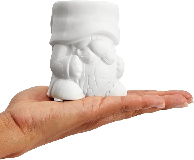 Bright Creations Paintable Ceramic Garden Gnome Planters - 3 x 3 x 4 in, White, Pack of 4, Unfinished - Succulent Pots to Paint with Drainage Holes & Plugs - DIY Pottery Kit