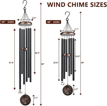60 Inch Large Wind Chimes for Outside, Deep Tone Hummingbird Decor | Deep relaxing tones, 60-inch size, weather-resistant aluminum, vintage hummingbird design, gift boxed and ready to hang