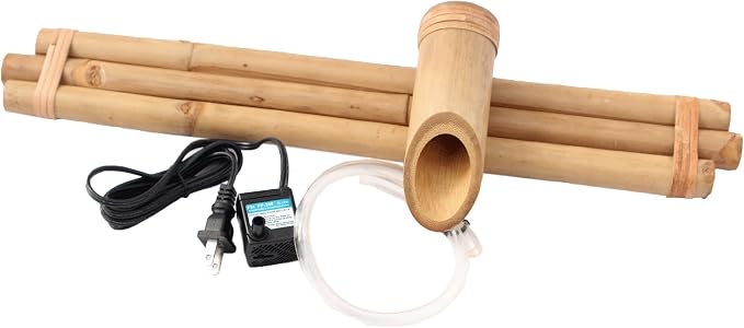 Bamboo Accents 18" Three-Arm Zen Bamboo Fountain Kit with Pump – Large Split-Resistant Bamboo Water Feature for Bowls, Basins, Ponds & Backyard Gardens (Container Not Included)