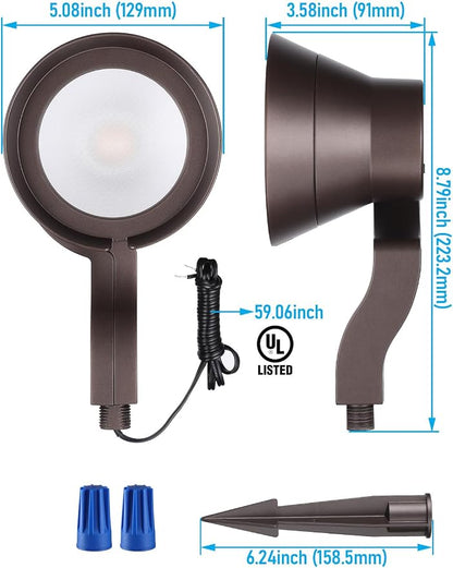 LEONLITE 4-Pack RGBCW Wall Wash Dimmable LED Low Voltage Landscape Lights | 9W, Landscape Spotlights Outdoor, 12-24V AC/DC, Color Changing, IP65, ETL Listed, Aluminum