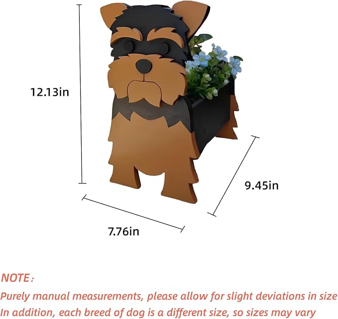 Yorkshire Dog Planter Pots, 9.45 x 7.76 x 12.13 Inches | Dog Flower Pot, Cute Animal Shaped Plant Pot, Gifts for Women & Pet Lovers, Indoor Outdoor Garden Home Office Decor