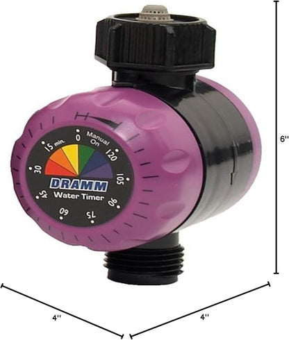Dramm ColorStorm Premium Water Hose Timer, Mechanical, Turns Water Off Automatically, Up to 120 Minutes of Run Time, Compact for Lawn, Drip, Soaker Hose and Garden, Berry