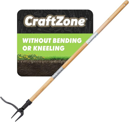 Weed Puller Long Handle Foot Platform Design 4-Claw Steel Head & Removable 3-Section Pole Garden Tools-Easily Remove Weeds Without Bending or Kneeling Stand Up Weed Puller Tool with Wooden