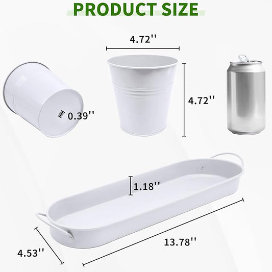 Small Pots for Plants, 3-Pack 4.7 Inch White Metal Herb Pots, Mini Windowsill Planter for Succulent, Cactus, Basil, Mint, Rosemary