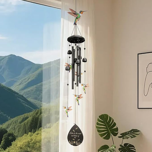 Hummingbird Wind Chimes Outdoor Durable Metal Windchimes Garden Patio Decor | Hummingbirds Gifts for Women/Men, Garden/Yard Decor, Memorial/Birthday Gifts for Grandma/Mom, Birds Chimes for Outside