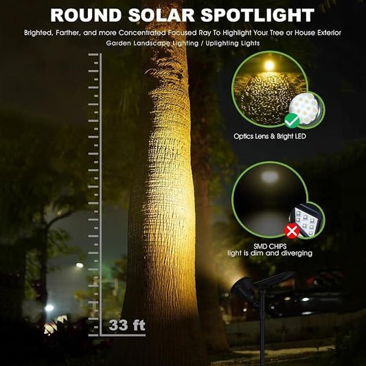 DBF Solar Outdoor Lights, 600LM Solar Spot Lights Outdoor Waterproof, 18 LED Auto On/Off Landscape Lighting Flag Pole Light for Garden Yard Pathway Garage Pool Patio(Warm White, 4 Pack)