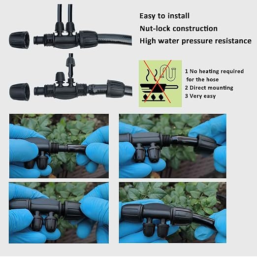 Drip Irrigation System for Garden with Water Timer Main ID 1/2inch 32Ft and 1/4inch 131Ft Water Hose, 2-Zone Automatic Watering System Sufficient Water Irrigation Dripper Waterflow Evenly Easy DIY