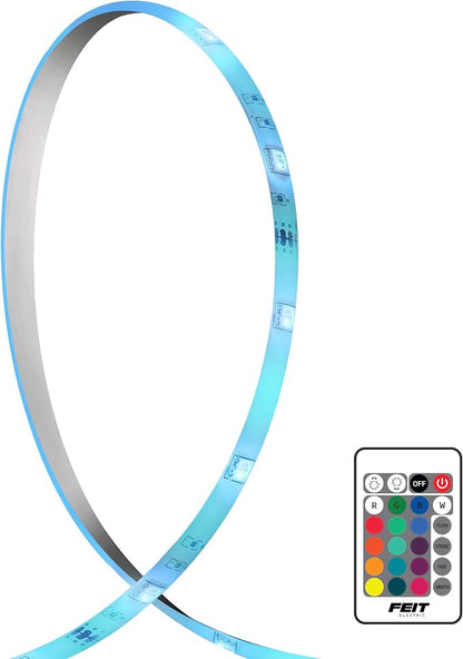 Feit Electric 10ft Color LED Tape Light, Dimmable, RGB Color with Remote Control, Cut-to-Fit Design, 5V USB-Powered Display Lighting, Indoor Use Only, 25,000-Hour Lifetime, TAPE120/RGB/USB
