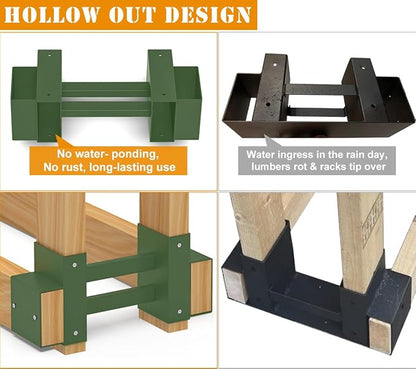 Outdoor Firewood Rack Brackets Kit for Fire Wood Pile Storage, Adjustable log stacking Stand Holder for 2x4 lumber, Green, Set of 2