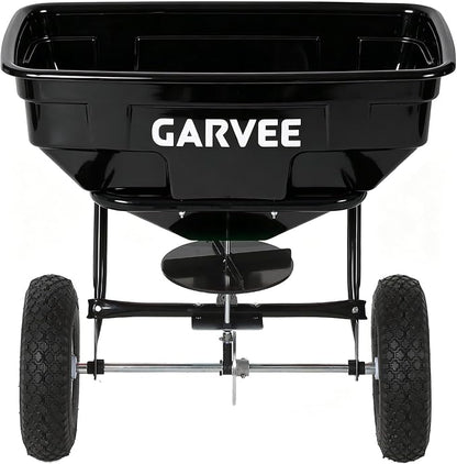 Tow Behind Broadcast Spreader, 125 LBS Large Capacity Universal Hook Tow & Push Lawn Spreader, 9.8 ft Spreading Width 30 Adjustable Settings, Compatible with UTV ATV Riding Mower & Most Tractors
