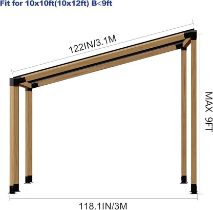 Pergola Kit, Slanted Roof Pergola Bracket, 3-Way Brackets with Post Base Kit, Log Cabin Outdoor 4"x 4" (Actual 3.5" X 3.5") Lumber