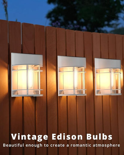 Solar Fence Lights, 8 Pack Deck Light Solar Powered, Waterproof Solar Outdoor Lights Decorative for Garden Backyard Fence Post Patio, White