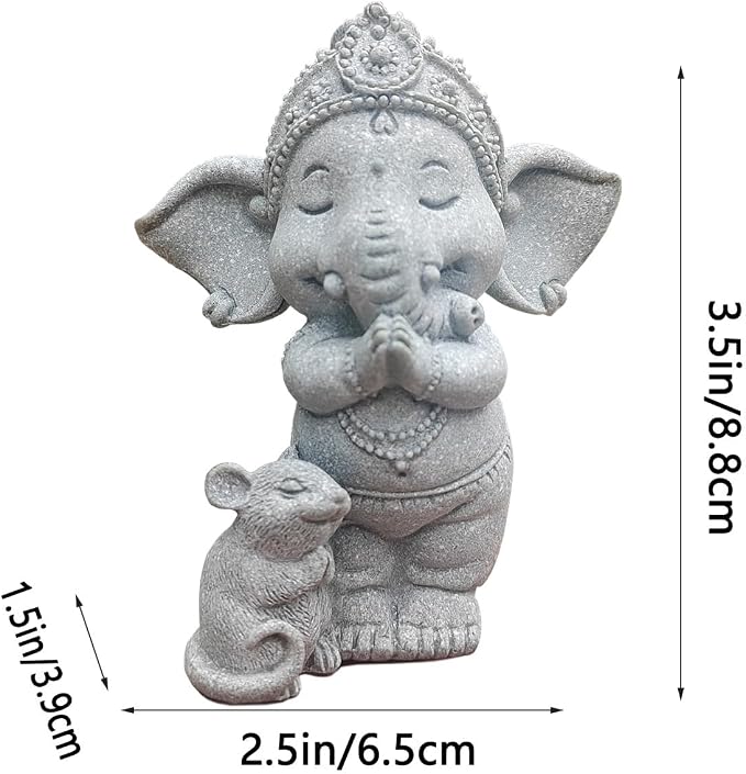 livelyfish Small Elephant Statue Sandstone Figurine Hindu Meditation Buddha Sculpture for Fish Tank Aquarium Decoration (E)