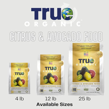 True Organic Citrus & Avocado Food – Organic Fertilizer for Lush Foliage and Abundant Fruit – 4lb Bag Covers 70 Sq. Ft.