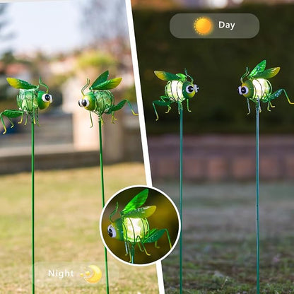 Viveta 2 Pack Garden Solar Lights, Solar Lights Stake | Decorative Solar Light with Cute Insect Figurines for Outdoor Pathway & Patio