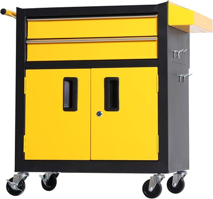 Tool Chest Heavy Duty Cart Steel Rolling Tool Box with Lockable Doors (TZ12 Black Yellow)