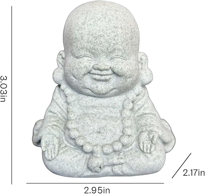 Mini Zen Meditation Buddha Statue, Tiny Sandstone Figurine for Garden Shelf | Mini monk figurine in meditation pose. Perfect for garden, fish tank, or home decor. Symbol of mindfulness and inner calm