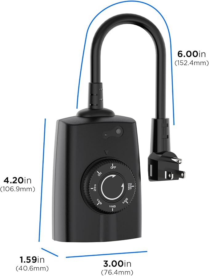 G-Homa Outdoor Dusk to Dawn Light Sensor Timer - 2Pack, Waterproof, 2 Grounded Outlets, 15A 1/2HP, CSA Listed