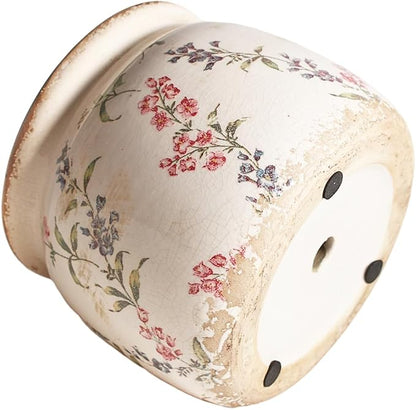 Xiaan Jiaju Flower Pots, Vintage Ceramic Planters for Indoor Plants, 6.29'' Plant Pots with Drainage, French Country Lavender Vase & Planters, Antique Home Room Decor, Gardening & Housewarming Gifts