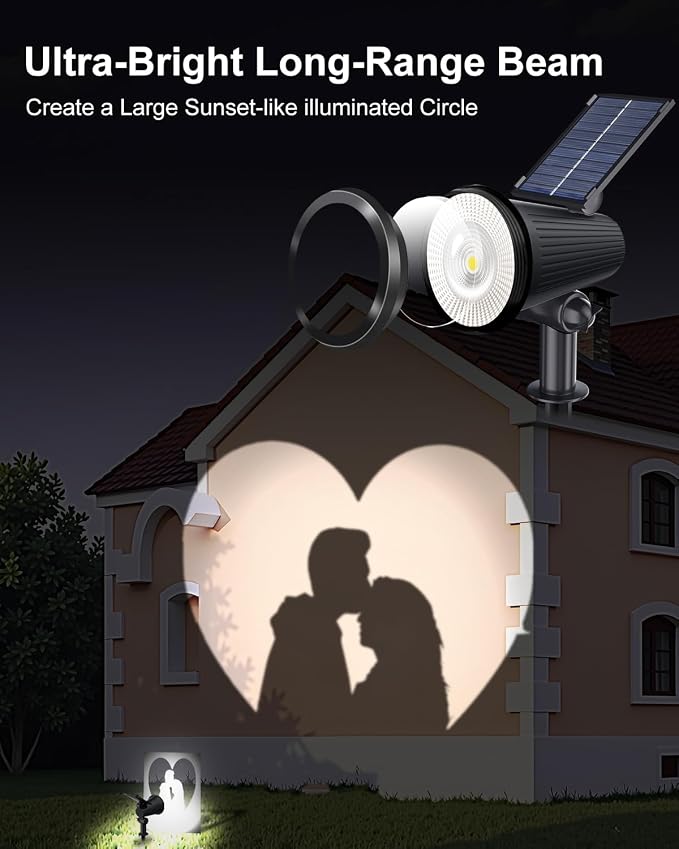 Solar Powered Spotlights Outdoor Waterproof Sunset Spot LED Lights Ultra Bright for Tree, Flag, Lawn, Statue, Pool, Garden, House, Wall, Yard, Path Outside Landscape Uplighting (Cool White, 1 Pack)