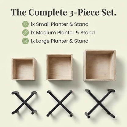 Anderson's Raised Wooden Garden Boxes on Metal Stands Set - 3 Pieces