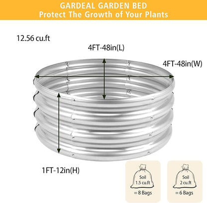 Gardeal Garden Galvanized Raised Garden Bed Kit - Metal Planter Boxes for Vegetables/Herbs/Flowers, Heavy-Duty Steel Outdoor Garden Box with Reinforced Edges(4X4X1FT)