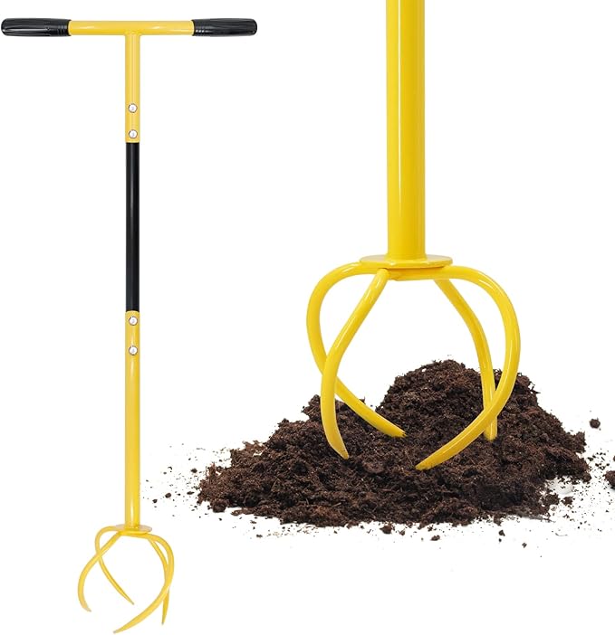 Altdorff Hand Tiller for Gardening, Garden Claw Manual Tiller with Ergomomic Handle, Steel Cultivator Tiller Lawn Aerator Tool Soil Lossener for Gardening Bed and Plant Box