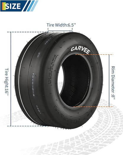2 Pack 16x6.50-8 Lawn Mower Tires,16x6.5-8 NHS Off-Highway Tires, 16x6.5x8 Turf Tires Replacement for Riding Mower Garden Tractor Golf Cart Utility Vehicle,4PR Tubeless