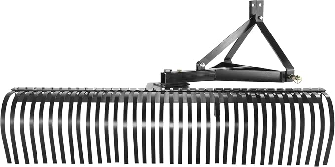 VEVOR Tow Behind Dethatcher, 72-inch 3-Point Tow Behind Lawn Dethatcher Rake with 36 Steel Tines for Tractor, Heavy Duty Landscape Rake with Attachments for Lawn, Garden, Farm, Grass, and Branches