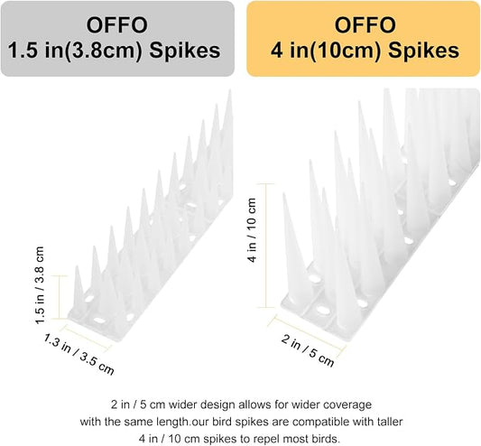 OFFO Bird Spikes Pigeon Outdoor Spikes for Cat Keep Birds Raccoon Woodpecker Away Covers 26 Feet(8.1m), Frosted White