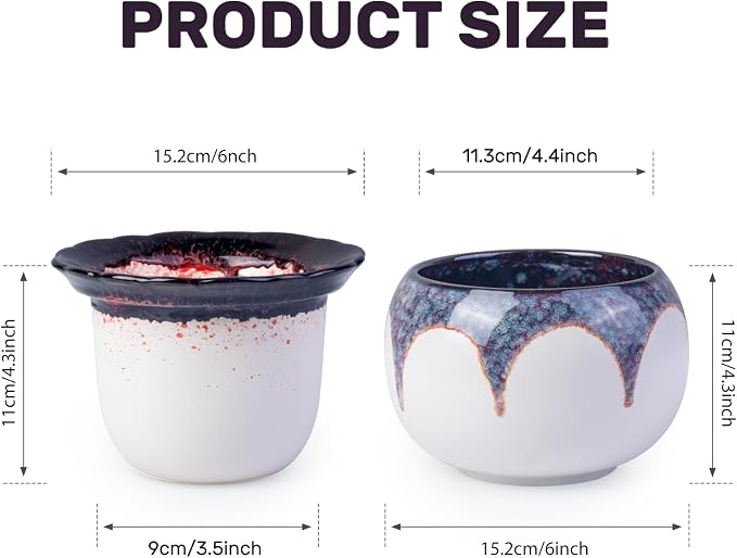 African Violet Pots, 6 Inch Self Watering Pots for Indoor Plants, Ceramic Modern Decor Pots Efficient Absorption Water Plant Pot - Gradient Red (No Plants)
