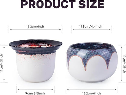 African Violet Pots, 6 Inch Self Watering Pots for Indoor Plants, Ceramic Modern Decor Pots Efficient Absorption Water Plant Pot - Gradient Red (No Plants)