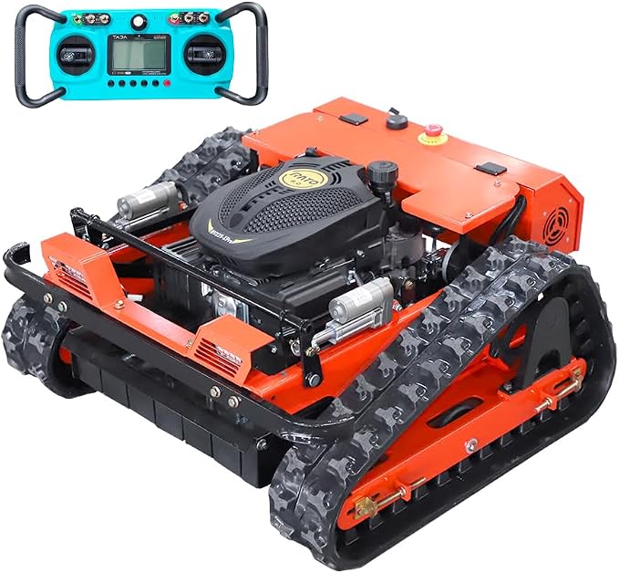INFRONT Remote Control Lawn Mower - All Terrain Tracks, 45° Slope Climbing, Gas Electric Hybrid, High Power Strong Mower