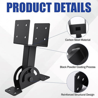 4 Pcs 4“x 4”Heavy Duty Roof Riser Brackets Kit | Adjustable Height Angle Pergola Brackets|Roof Riser Beam Bracket for Gazebos|Carports|and Patios