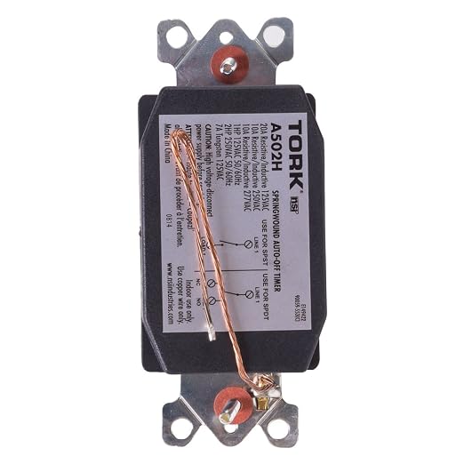 TORK A502H Spring-Wound in-Wall Twist Timer, 2-Hour Length and Ivory Face, 12 AWG / 125-277V, for Automatic Shutoff of Fans and Lights