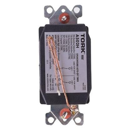 TORK A502H Spring-Wound in-Wall Twist Timer, 2-Hour Length and Ivory Face, 12 AWG / 125-277V, for Automatic Shutoff of Fans and Lights