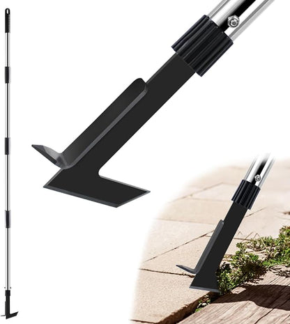 Crack Weeder Tool with Long Handle - 2 in 1 Weed Crack Remover Tool Gardening, 60" Manual Crevice Weeding Tools L-Shape Weed Puller for Sidewalk Driveway Paver Patio Yard Garden
