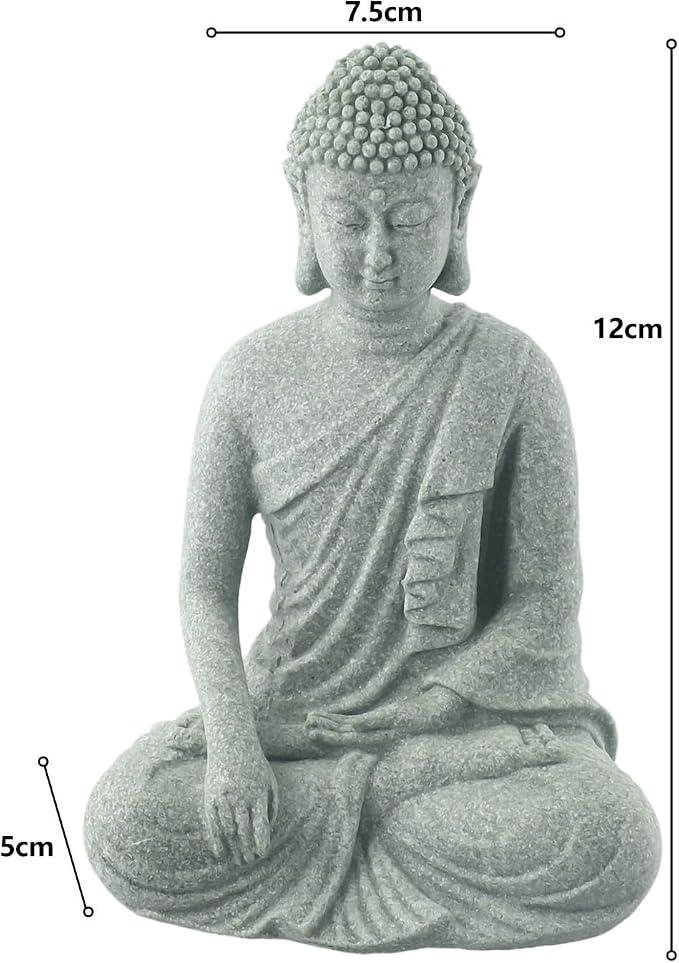 Garden Buddha Resin Stone Statue for Outdoor and Indoor Zen Decor Sandstone Effect Lawn Ornament for Home and Garden Landscaping or Meditation Space(B)