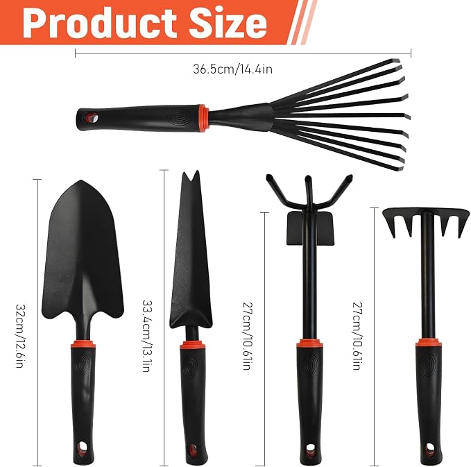 5 Pcs Set Weed Puller Tool,Hand Weeder Tool,Includes Rake, Shovel, Hand Hoe, Double-Sided Cultivator & Weed Puller Tool for Digging