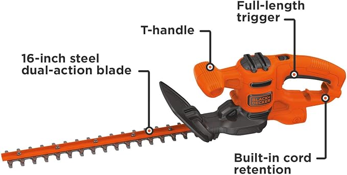 BLACK+DECKER Electric Leaf Blower, 7-Amp (LB700) & Electric Hedge Trimmer, 16-Inch (BEHT100)