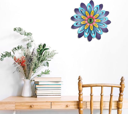 hogardeck Metal Flower Wall Decor 11" Multi-Colored Metal Floral Wall Art Decorations, Spring Yard Garden Decor Aesthetic for Indoor Outdoor, Boho Art for Bathroom Living Room Office Kitchen Patio